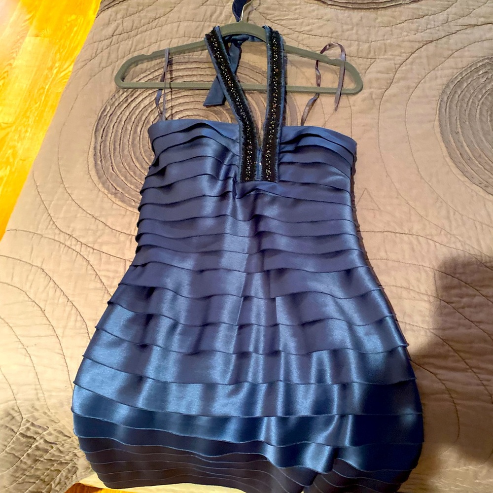 Beautiful blueish!grayish halter cocktail dress